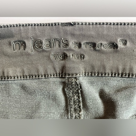M Jeans by Maurices Dusty Olive Green High Rise Women's Jeans Large Short - Picture 6 of 16